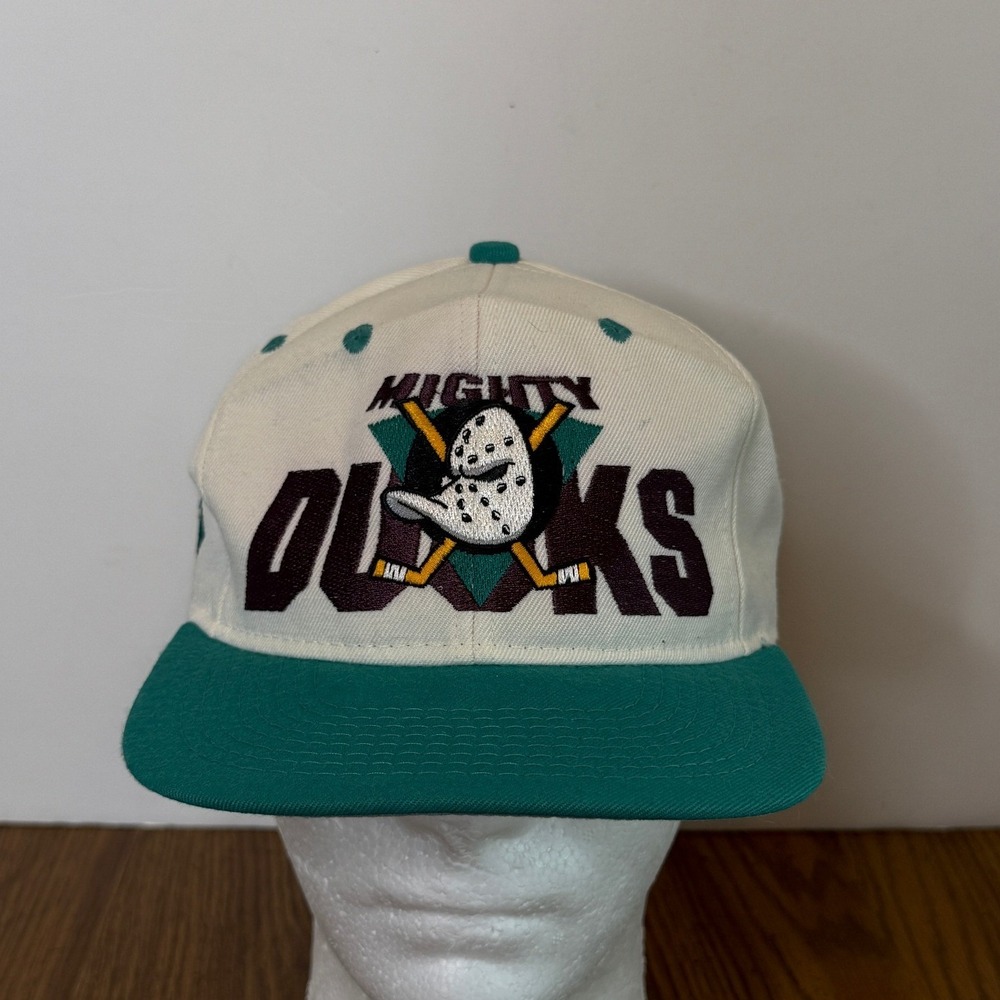 Vintage Mighty Ducks of Anaheim Snapback Hat #1 Apparel NHL Teal USA Made Hockey